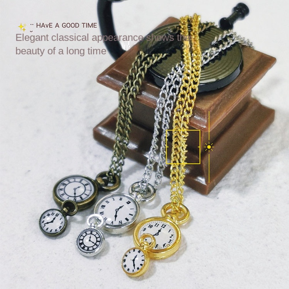 Vintage Fashion Toys - นาฬิกาสร้อยคอวินเทจจำลองขนาดกระเป๋าดูของเล่นวินเทจสร้อยคอตุ๊กตาขนาดเล็กเครื่องประดับ Ob11