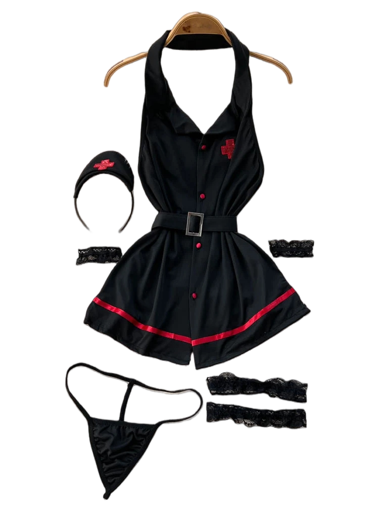 Vintage Fashion Women - ชุดชั้นในเซ็กซี่แบบผูกคอ แฟชั่นวาบหวิวสำหรับฤดูร้อน คอวี แต่งเข็มขัดสไตล์วินเทจ ชุดชั้นในรัดรูปโชว์หลังสำหรับผู้หญิง ชุดเซ็กซี่สำหรับออกงานกลางคืน