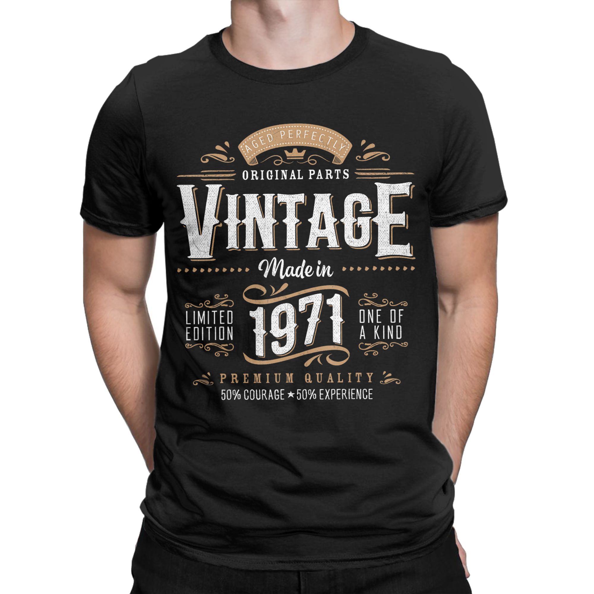 Vintage Fashion Labels - เสื้อยืดวินเทจปี 1971 สำหรับผู้ชายและผู้หญิง ฉลองวันเกิดครบรอบ 55 ปี