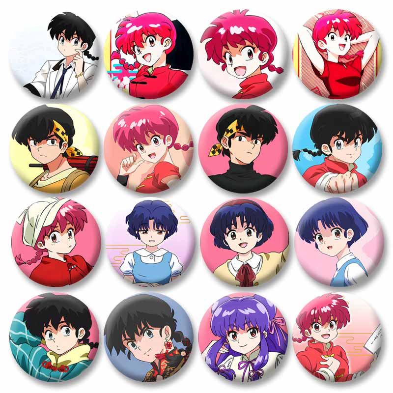 Vintage Fashion Toys - Vintage Anime Ranma 1⁄2 ปุ่มเข็มกลัดการ์ตูนที่กําหนดเองคอสเพลย์ป้ายY2Kตกแต่งกระเป๋าเป้สะพายหลังหมวกเสื้อLapel Pinsอุปกรณ์เสริมของเล่นของขวัญ