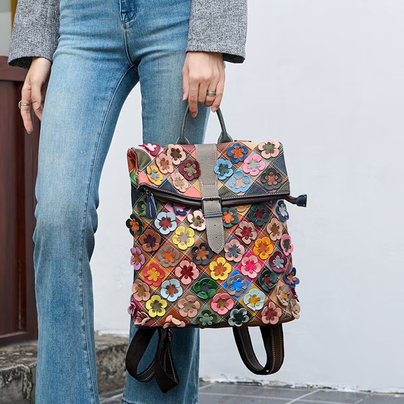 กระเป๋าเป้สะพายหลังหนังแท้สไตล - Vintage Fashion Women บทวิจารณ์และราคา