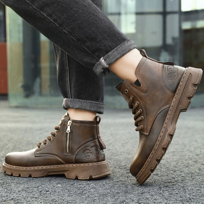 ​ รองเท้าบูทหนังหุ้มข้อสูงแบบม - Vintage Zipper บทวิจารณ์และราคา