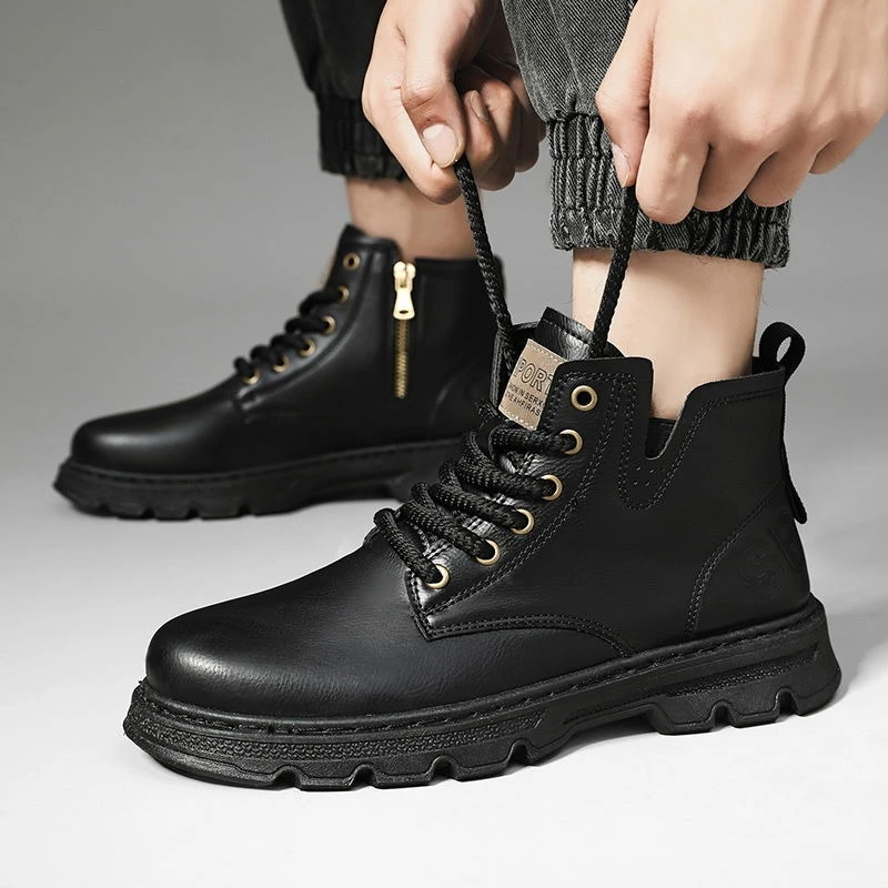 ​ รองเท้าบูทหนังหุ้มข้อสูงแบบม - Vintage Zipper บทวิจารณ์และราคา