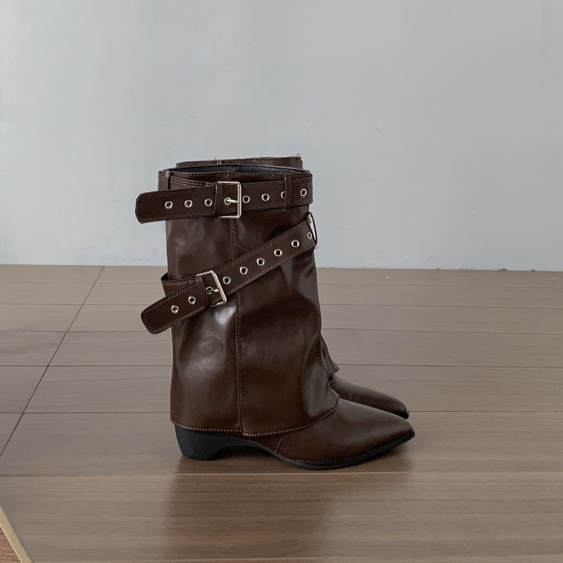 รองเท้าบูทผู้หญิงแบบสวม ดีไซน์ - Vintage Fashion Ladies บทวิจารณ์และราคา