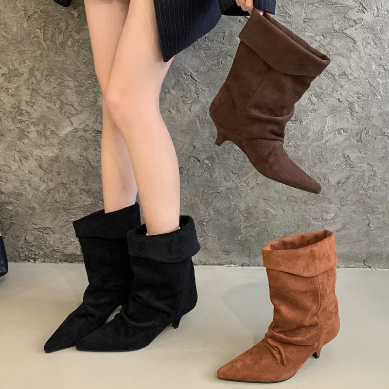รองเท้าบูทข้อเท้าทรงวินเทจหัวแ - Vintage Style Women Fashion บทวิจารณ์และราคา