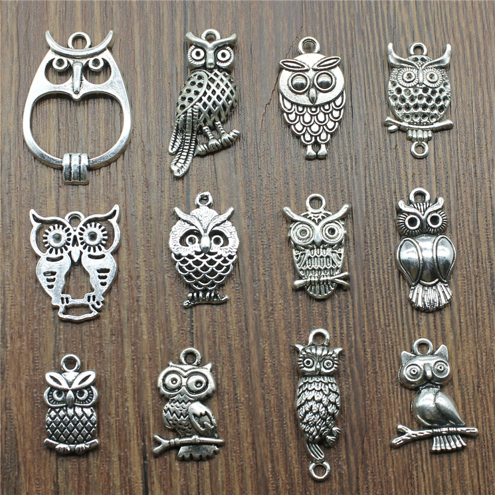 10pcs Charms นกฮูกโบราณเงินสีน - Vintage Fashion Nova บทวิจารณ์และราคา