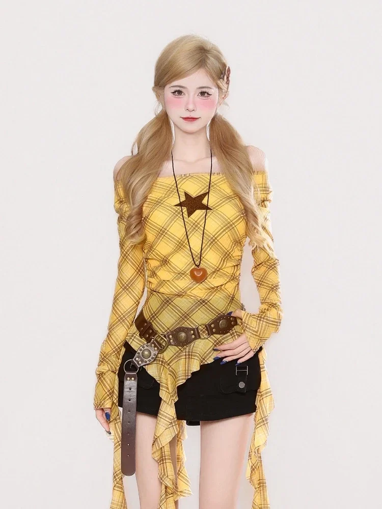 เสื้อยืดวินเทจลายสก๊อต Y2K สำห - Vintage Fashion Women บทวิจารณ์และราคา