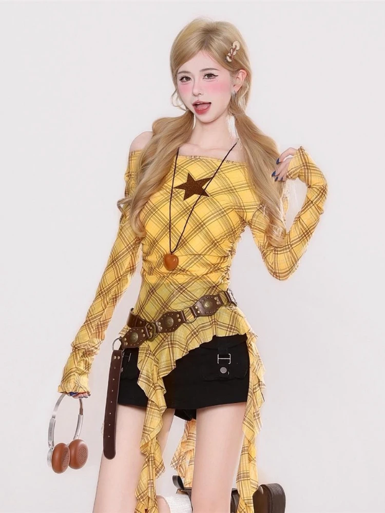 เสื้อยืดวินเทจลายสก๊อต Y2K สำห - Vintage Fashion Women บทวิจารณ์และราคา
