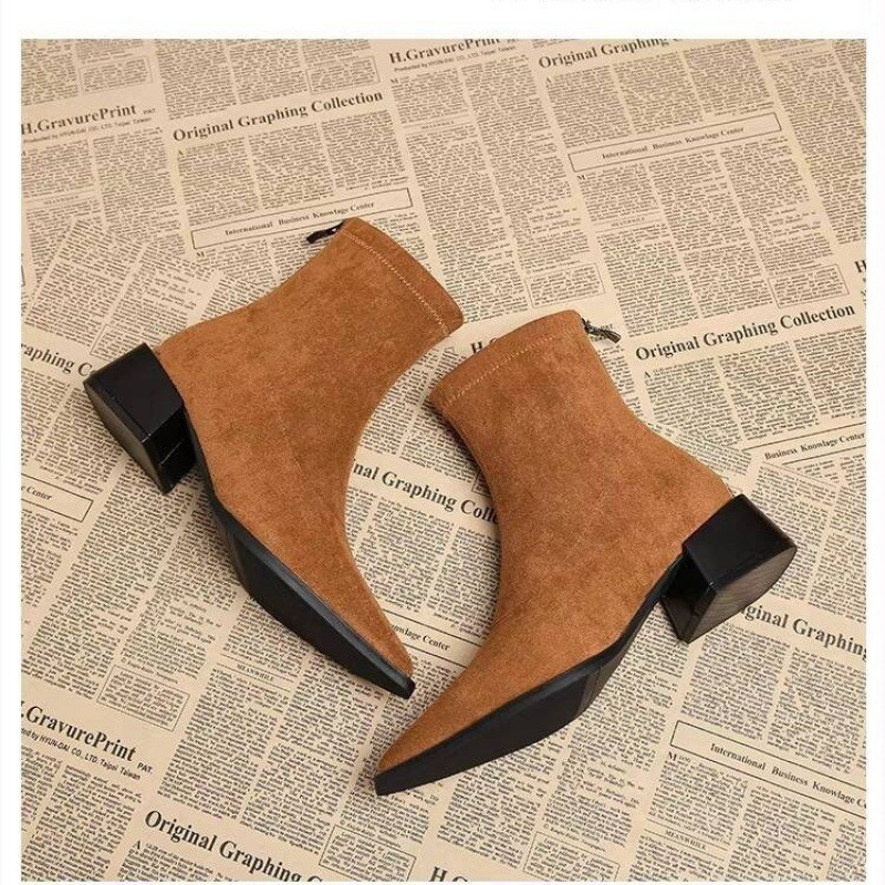 รองเท้าบูทส้นเตี้ยผู้หญิงสไตล์ - Vintage Fashion Ladies บทวิจารณ์และราคา