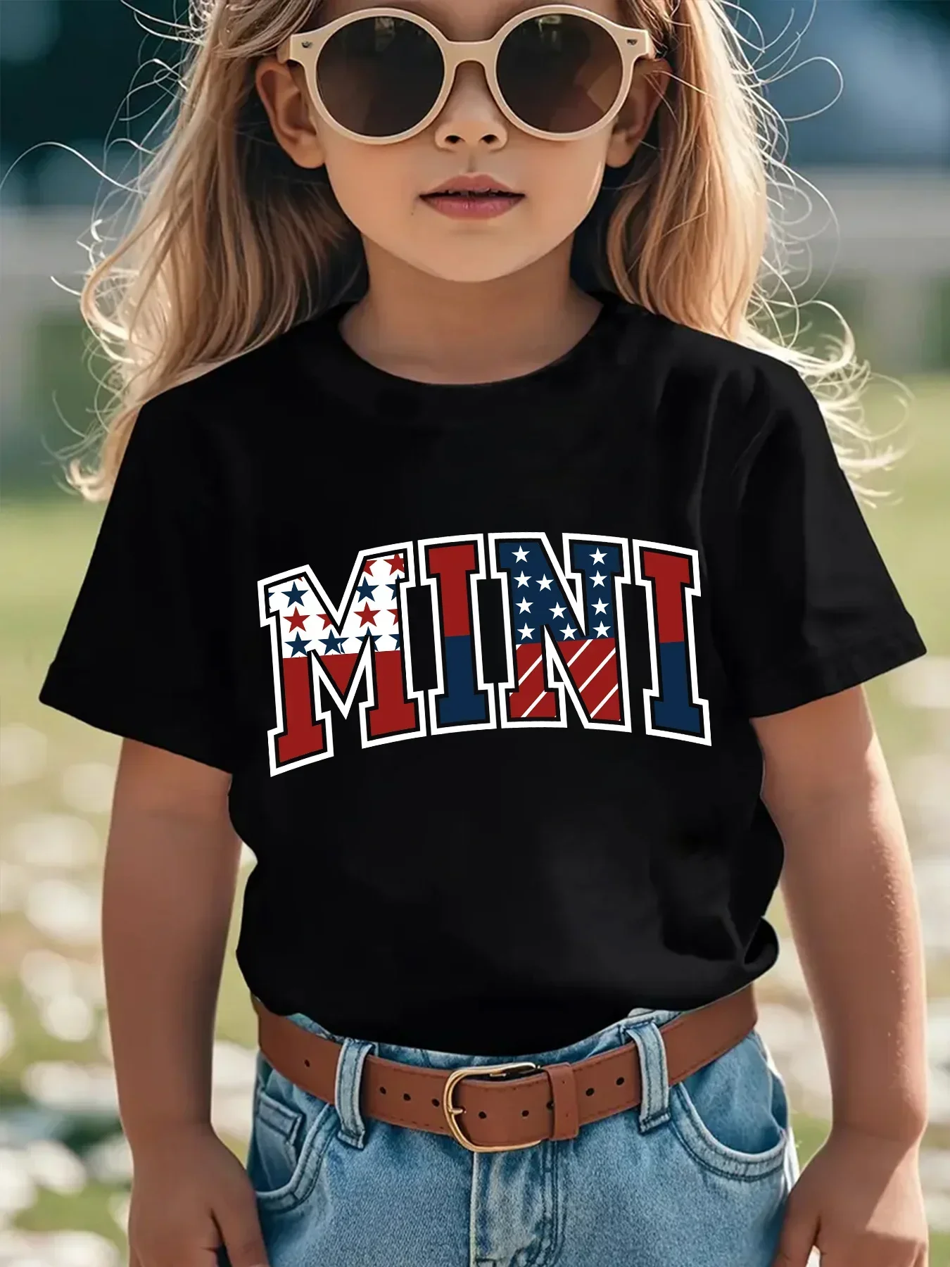 เสื้อยืดเด็กแขนสั้นลายธงชาติอเ - Vintage Fashion Font บทวิจารณ์และราคา
