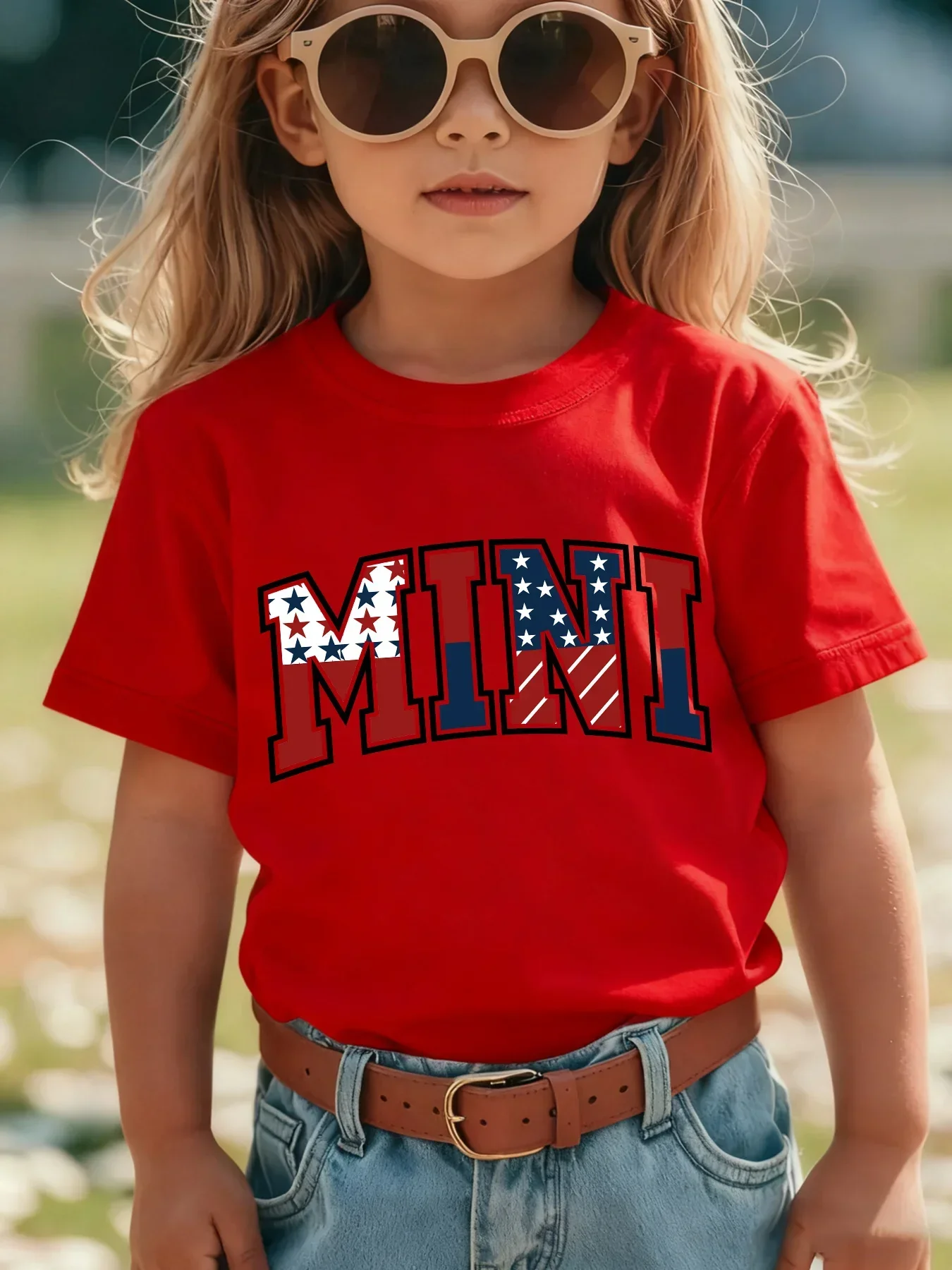 เสื้อยืดเด็กแขนสั้นลายธงชาติอเ - Vintage Fashion Font บทวิจารณ์และราคา