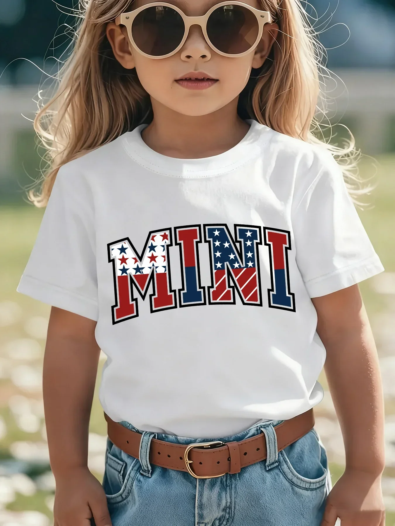 เสื้อยืดเด็กแขนสั้นลายธงชาติอเ - Vintage Fashion Font บทวิจารณ์และราคา