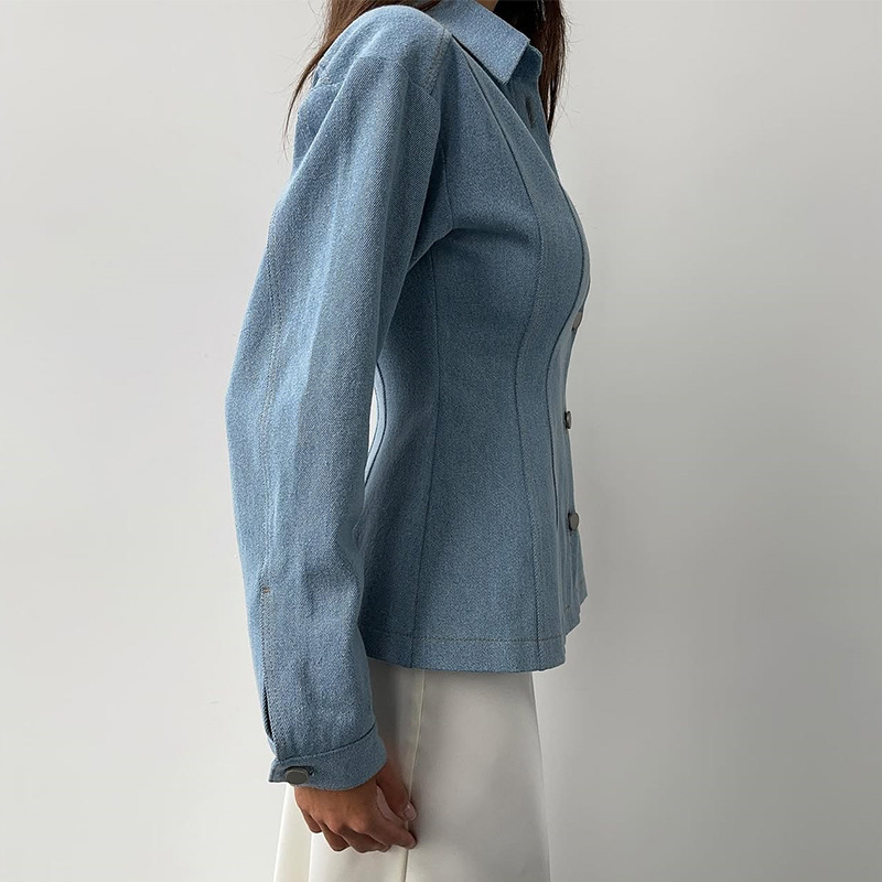 เสื้อเชิ้ตเดนิมทรงเข้ารูป KT V - Vintage Fashion Women บทวิจารณ์และราคา