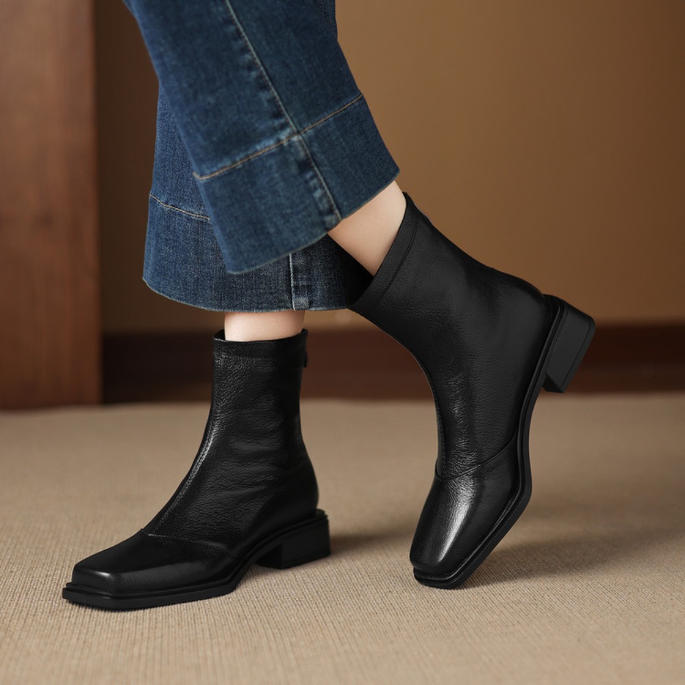 รองเท้าบูทข้อสั้นผู้หญิงสไตล์ว - Vintage Fashion Ladies บทวิจารณ์และราคา
