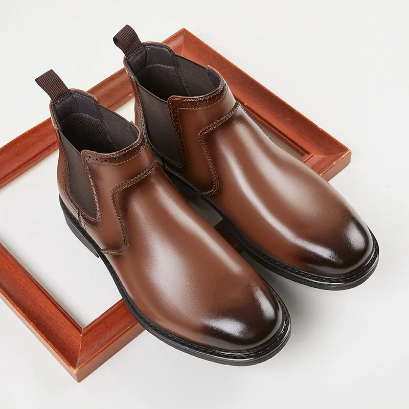 รองเท้าบูทหนังผู้ชายสไตล์วินเท - Vintage Fashion Style บทวิจารณ์และราคา