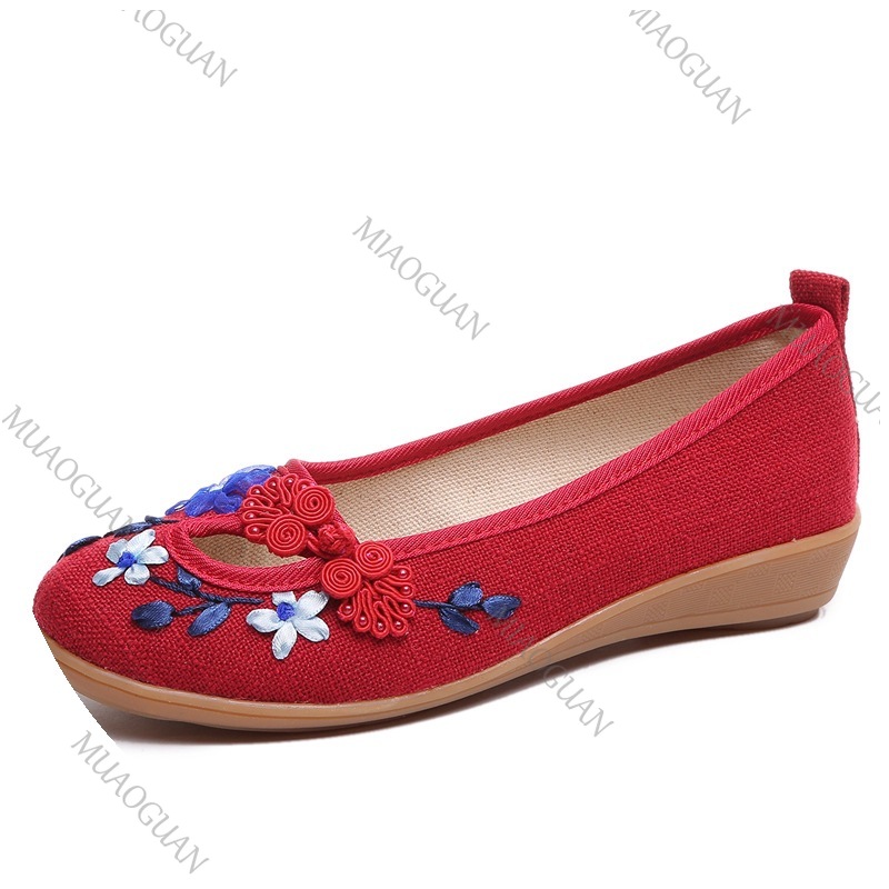 รองเท้าส้นเตารีดปักลายสำหรับผู - Vintage Fashion Ladies บทวิจารณ์และราคา