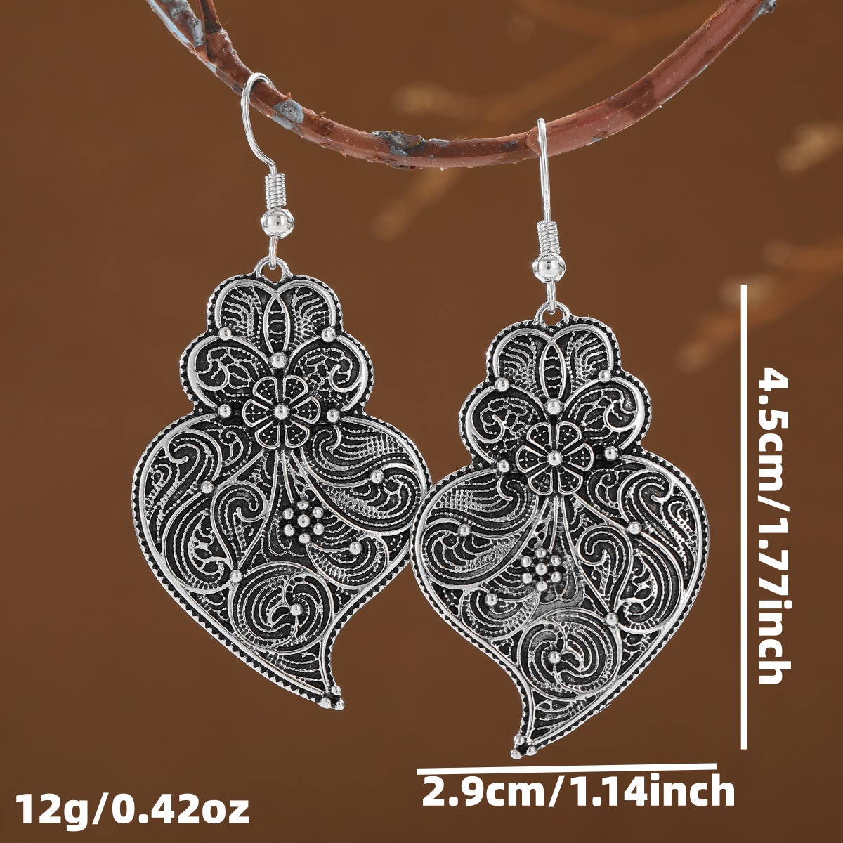ต่างหูจี้รูปหัวใจลายดอกไม้สไตล - Vintage Fashion Retro Outfit บทวิจารณ์และราคา