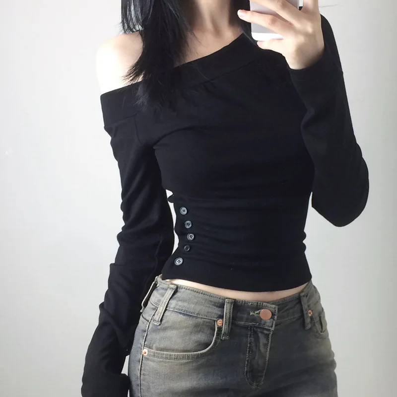 Y2K เสื้อยืดติดกระดุมสไตล์วินเ - Vintage Fashion Women บทวิจารณ์และราคา