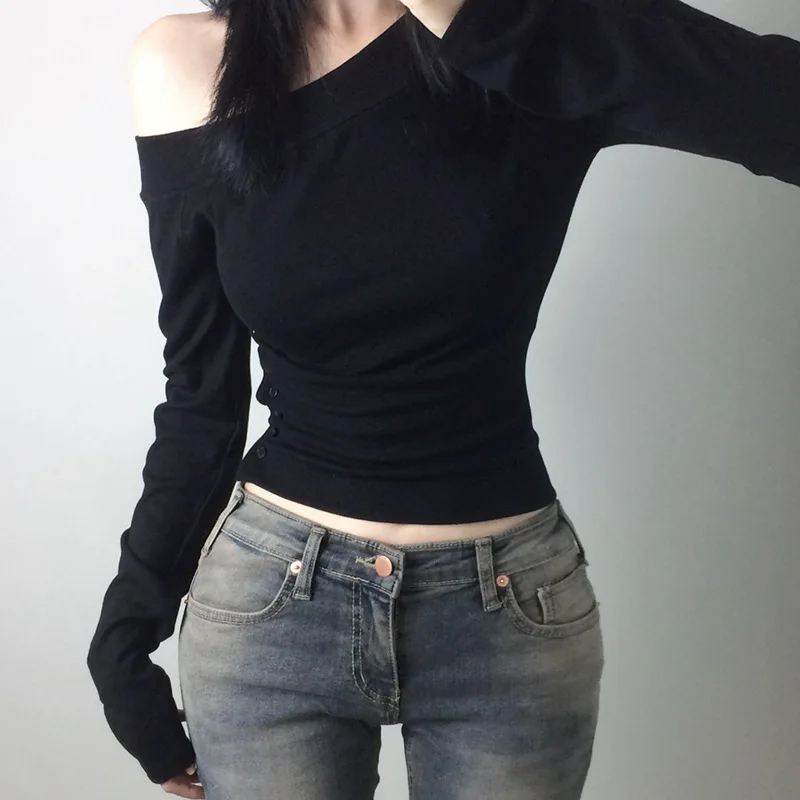 Y2K เสื้อยืดติดกระดุมสไตล์วินเ - Vintage Fashion Women บทวิจารณ์และราคา