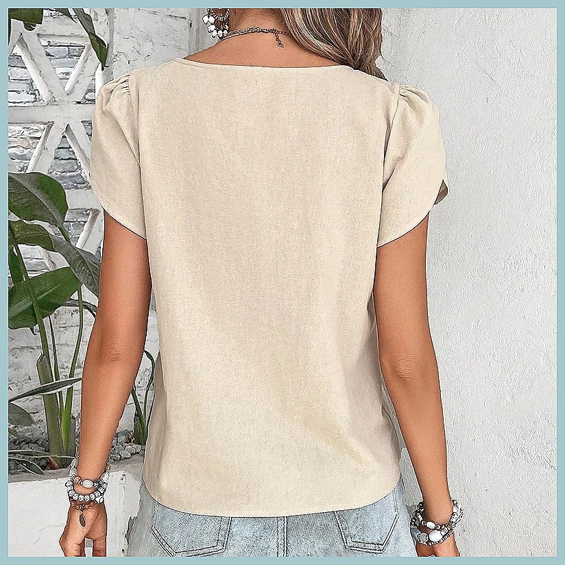 เสื้อเบลาส์สีพื้นสไตล์วินเทจสำ - Vintage Fashion Women บทวิจารณ์และราคา