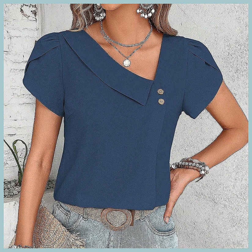 เสื้อเบลาส์สีพื้นสไตล์วินเทจสำ - Vintage Fashion Women บทวิจารณ์และราคา