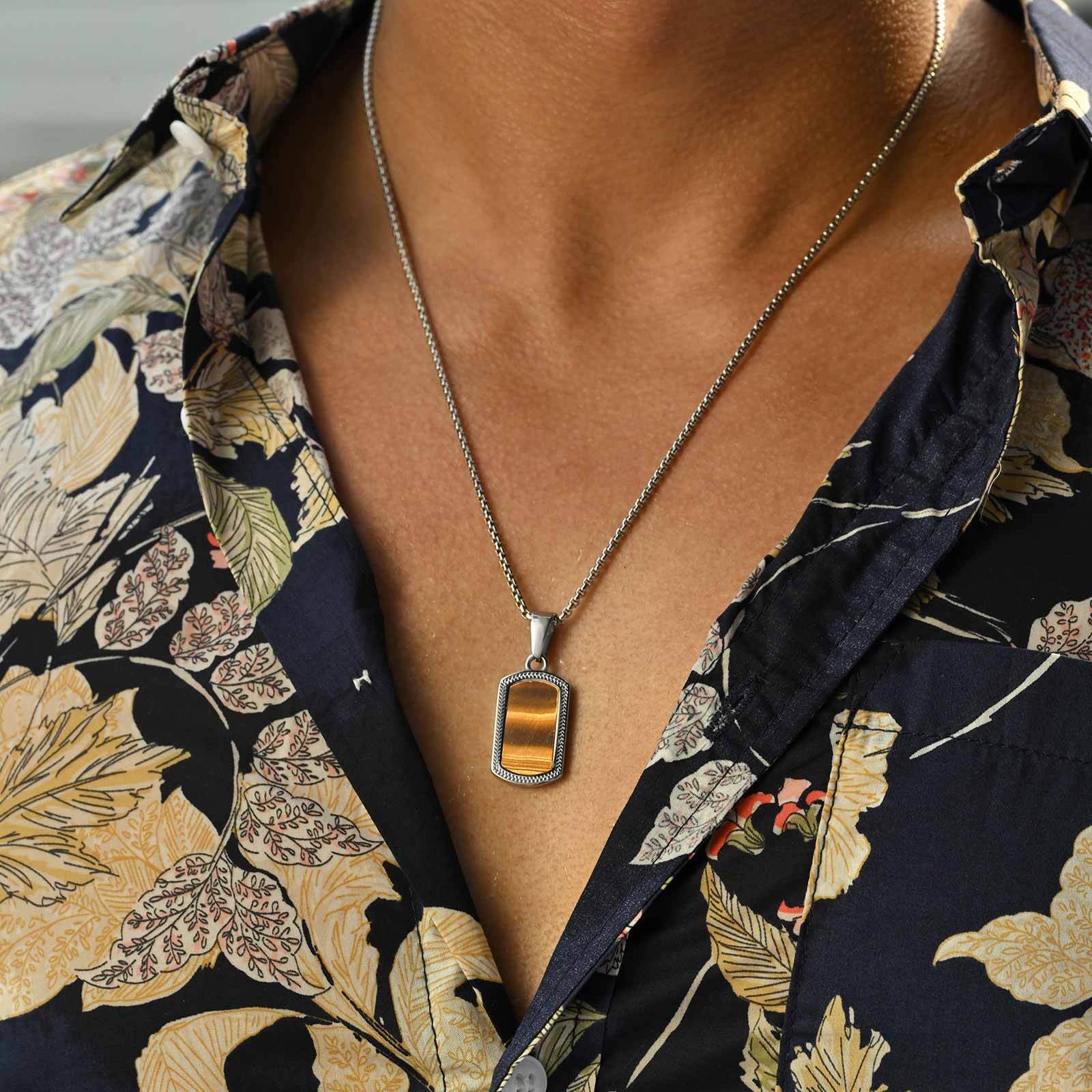 สร้อยคอจี้หินตาเสือสแตนเลส Vno - Vintage Fashion Labels บทวิจารณ์และราคา